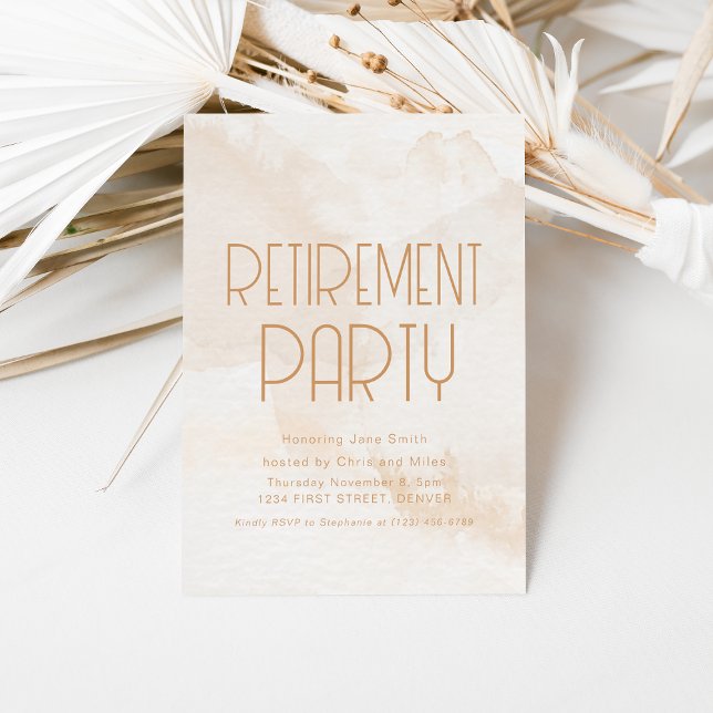 Simple Modern Retirement Beige Party Invite (Creator Uploaded)