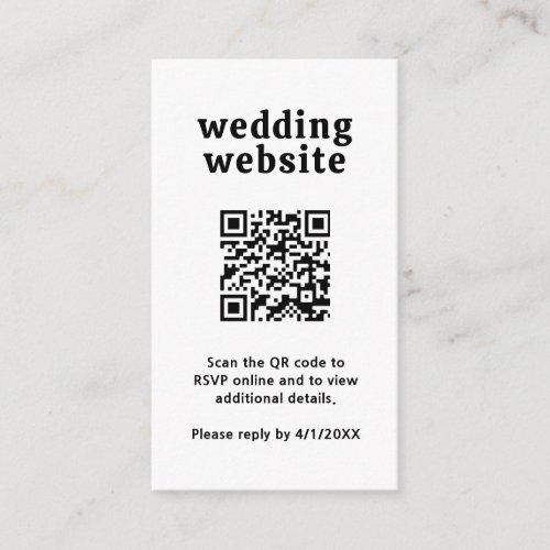 Simple Modern Retro Groovy QR Code Wedding Enclosure Card