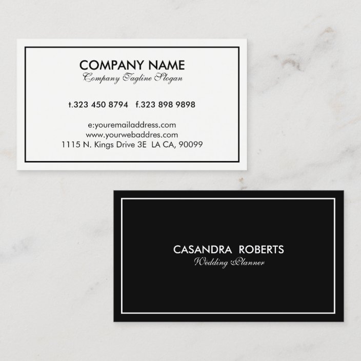 Simple Modern Reversible Black & White Border Business Card | Zazzle.com