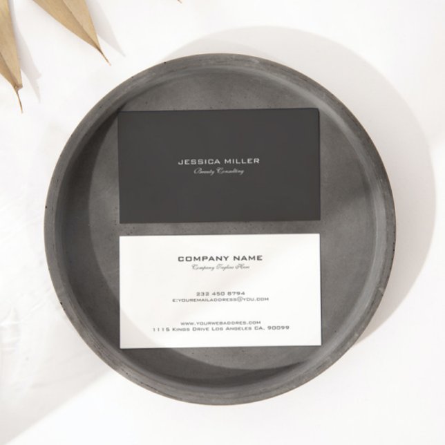 Simple Modern Reversible Gray and White Business Card (Creator Uploaded)