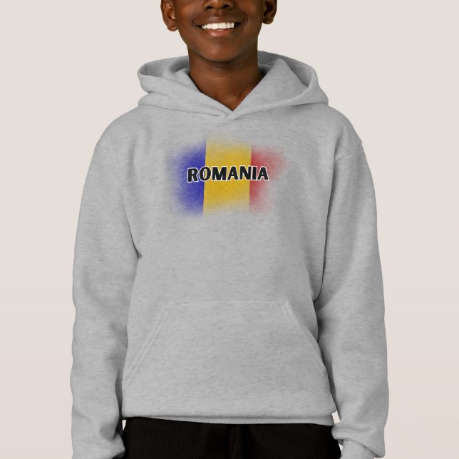 Simple Modern Romania Letter Flag Souvenir  Hoodie (Front)