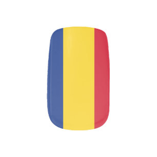 Simple Modern Romania National Flag tricolor Minx Nail Art