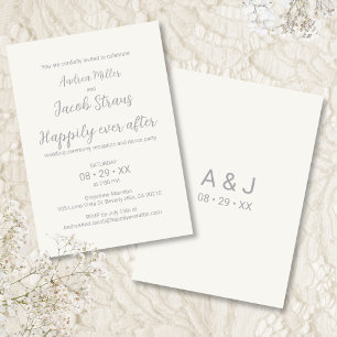 Simple Modern Romantic Happily Ever After Wedding Invitation