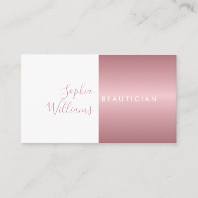 Simple Modern Rose Gold and White Appointment Card (Front)