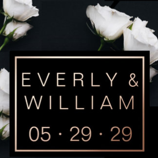 Simple Modern ROSE Gold Border Wedding RSVP     Foil Invitation Postcard