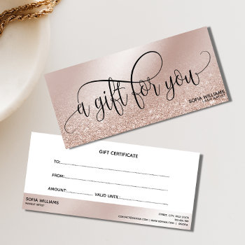 Simple & Modern Rose Gold Certificate Gift Card by smmdsgn at Zazzle