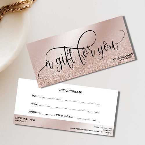 Simple  Modern Rose gold Certificate Gift Card