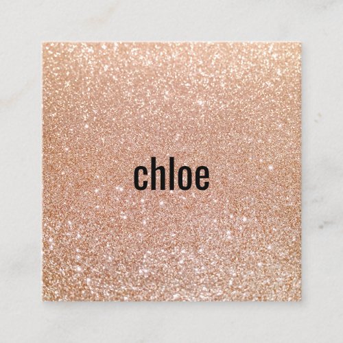 Simple Modern Rose Gold Glitter Makeup Artist Square Business Card