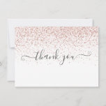 Simple Modern Rose Gold Glitter Script Thank You Card