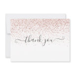 Simple Modern Rose Gold Glitter Script Thank You Card Simple Modern Rose Gold Glitter Script Thank You Card