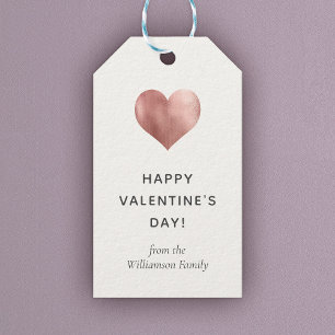 Simple Modern Rose Gold Heart Valentine's Day Gift Tags