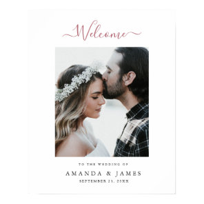 Simple Modern Rose Gold Photo Wedding Welcome Poster