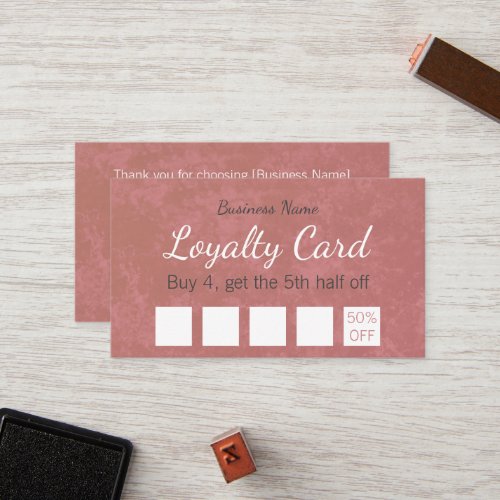 Simple Modern Rose Gold Watercolor Business Loyalt Loyalty Card