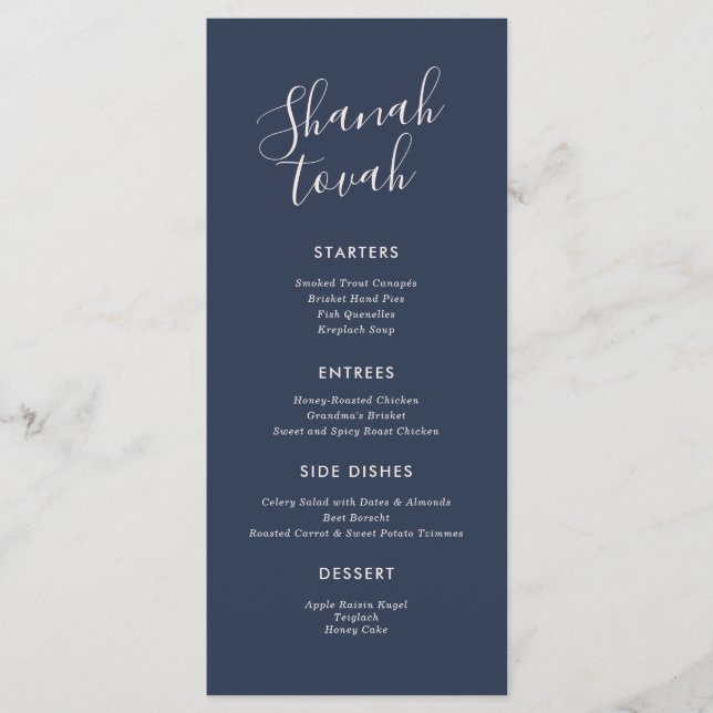 Simple Modern Rosh Hashanah Dinner Menu (Front)