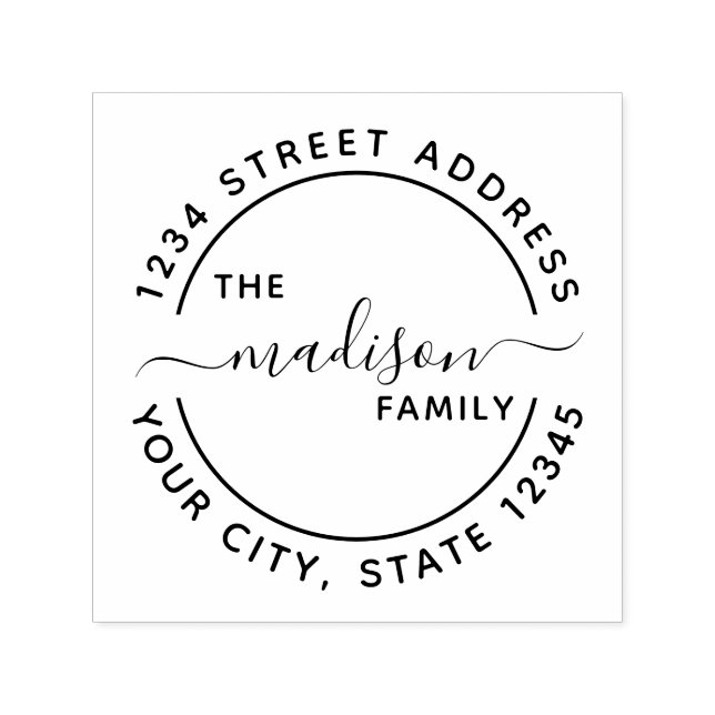 Simple Modern Round Return Address Stamp (Design)