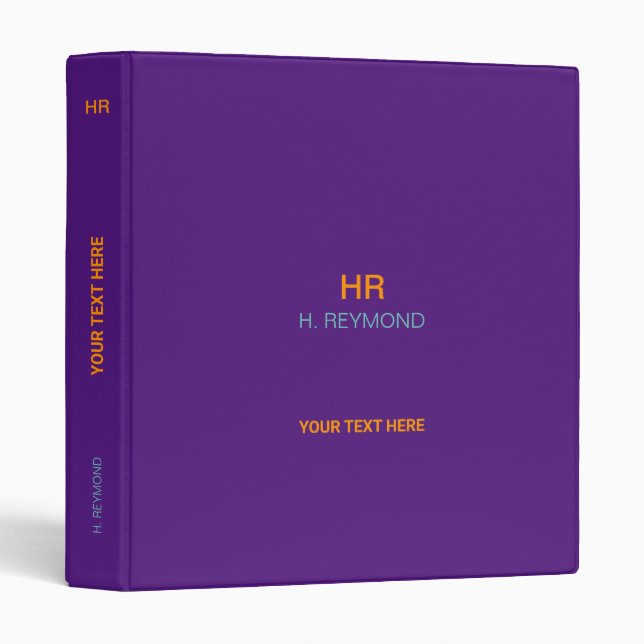 simple & modern royal purple custom 3 ring binder (Front/Spine)
