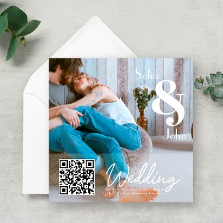 Simple Modern RSVP QR Code Photo Wedding