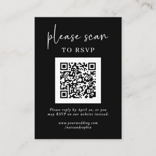 Simple Modern RSVP with QR Code | Black Enclosure Card Simple Modern RSVP with QR Code Black Enclosure Card
