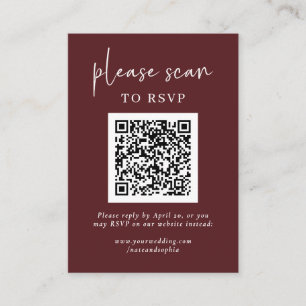 Simple Modern RSVP with QR Code   Burgundy Enclosure Card
