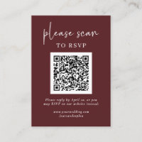 Simple Modern RSVP with QR Code | Burgundy