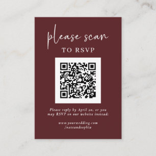 Simple Modern RSVP with QR Code Burgundy Enclosure Card