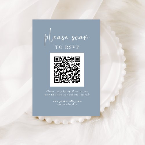 Simple Modern RSVP with QR Code  Dusty Blue Enclosure Card