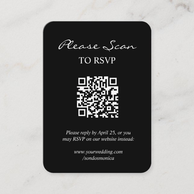 Simple Modern RSVP with QR Code Enclosure Card (Front)