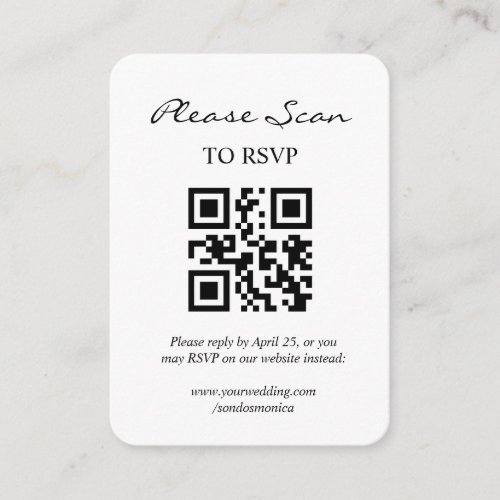 Simple Modern RSVP with QR Code Enclosure Card