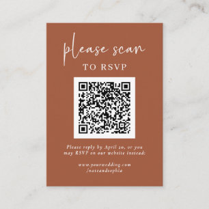 Simple Modern RSVP with QR Code Terracotta Enclosure Card