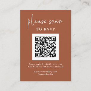 Simple Modern RSVP with QR Code   Terracotta Enclosure Card