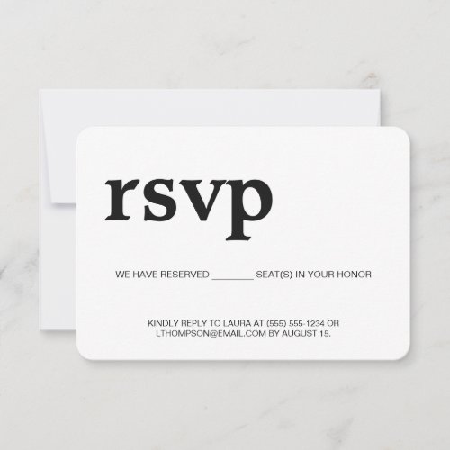 Simple Modern RSVP without mailing Reserved Seat