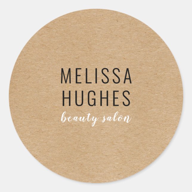 Simple Modern Rustic Business Classic Round Sticker (Front)
