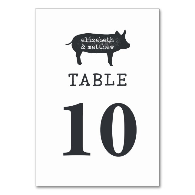 Simple Modern Rustic Country Farmhouse Wedding Table Number (Front)