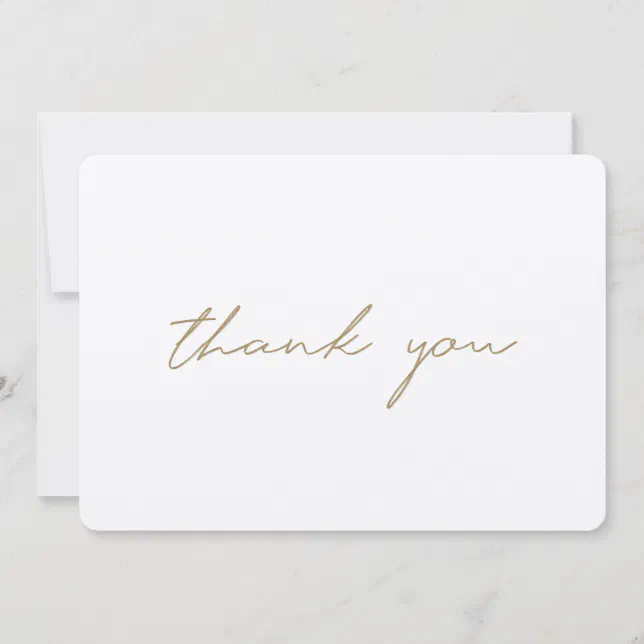 Simple Modern Rustic Gold Script Kraft General Thank You Card | Zazzle