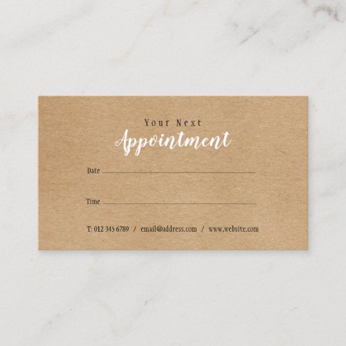 Simple Modern Rustic Kraft Appointment Card