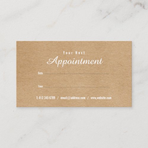 Simple Modern Rustic Kraft Appointment Card