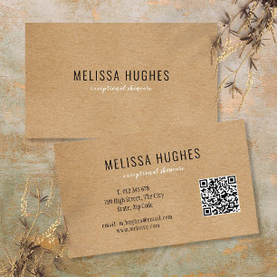 Simple Modern Rustic Kraft QR Code Business Card