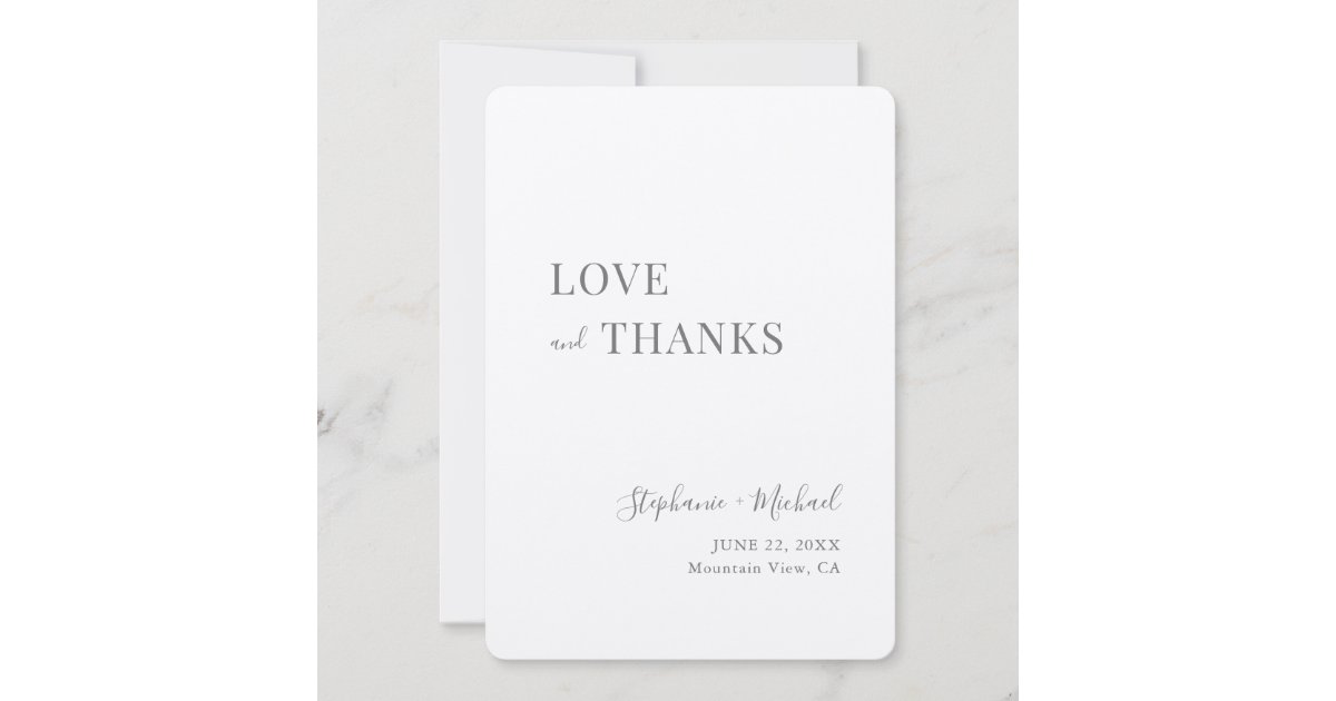 Simple Modern Rustic Love and Thanks Kraft Wedding Thank You Card | Zazzle