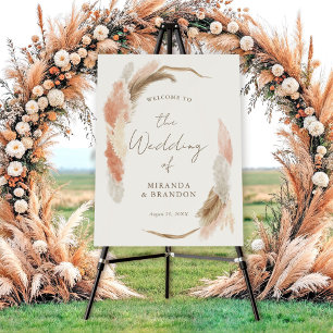 Simple Modern Rustic Pampas Grass Wedding Sign