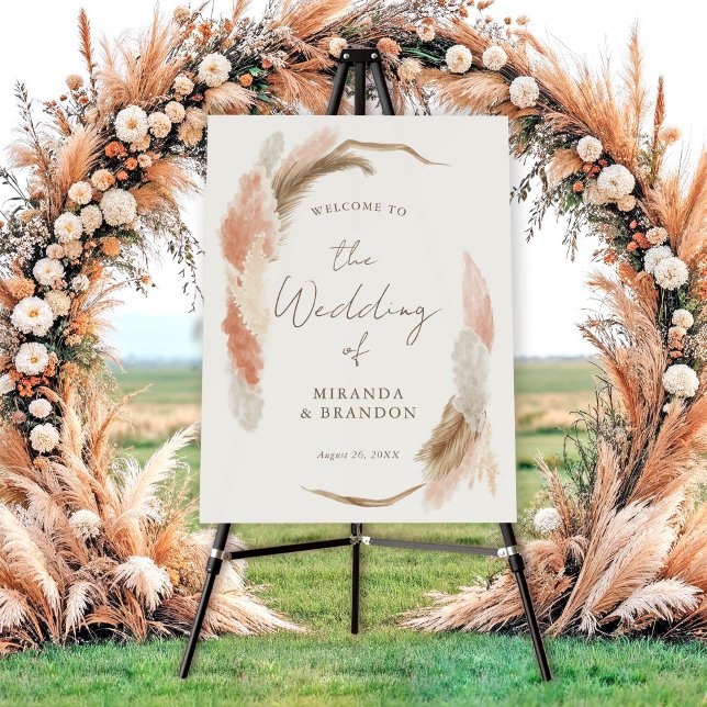 Simple Modern Rustic Pampas Grass Wedding Sign (Creator Uploaded)
