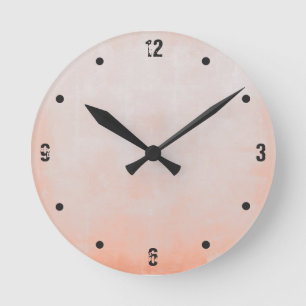 Simple Modern Rustic Peach Gray Abstract Round Clock