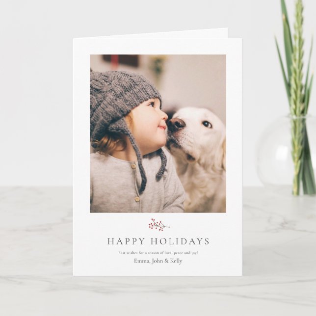 Simple Modern Rustic Photo Holiday Christmas Card (Front)