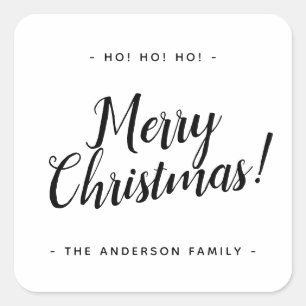 Simple Modern Rustic Script Merry Christmas Square Sticker