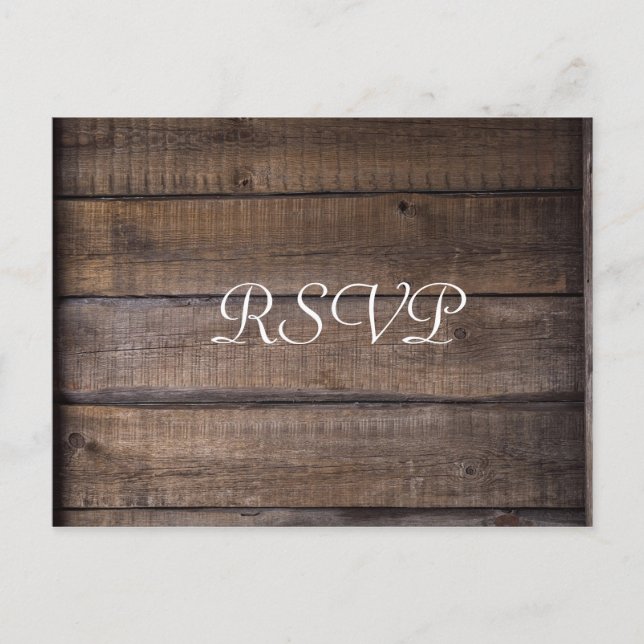 Simple Modern Rustic Wedding RSVP Postcard (Front)