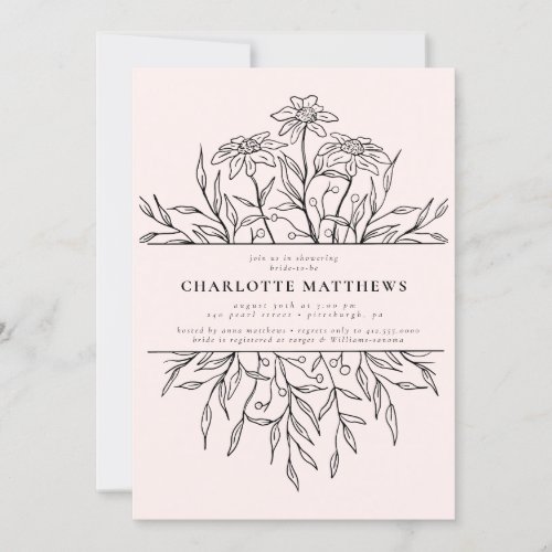 Simple Modern Rustic Wildflowers Bridal Shower  Invitation