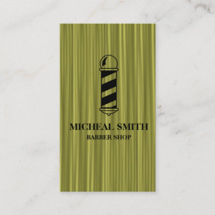 Simple Modern Rustic Wood Pole Barber Shop Business Card