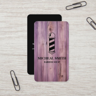 Simple Modern Rustic Wood Pole Barber Shop Business Card