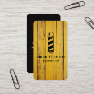 Simple Modern Rustic Wood Pole Barber Shop Business Card