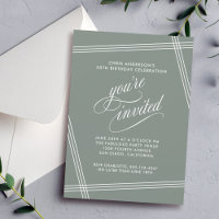Simple Modern Sage Green 50th Birthday Party