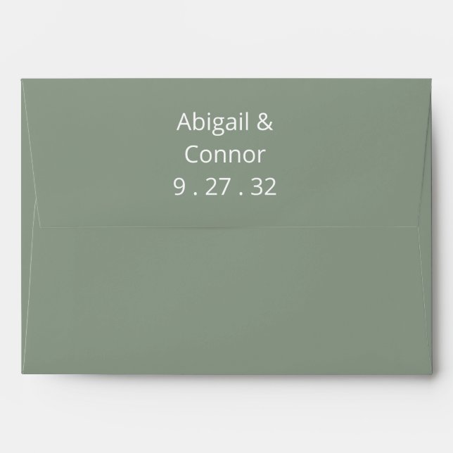 Simple Modern Sage Green Calligraphy Envelope (Back (Top Flap))